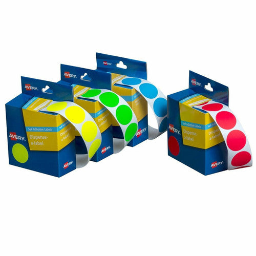 Avery Pink Circle Dispenser Labels 24mm Removable 500 Pack
