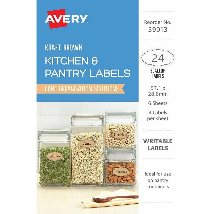 Avery Kraft Brown with Black Border Oval Removable Multi-Use Labels 24 Pack 57.1 x 28.6mm