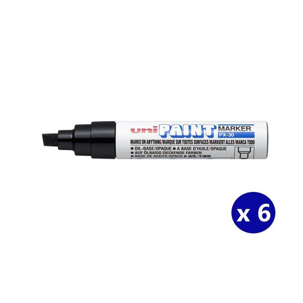 Uni Paint Permanent Marker 8mm Bold Chisel Tip Black Box of 6