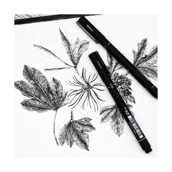 Uni Pin Fineliner Drawing Pen Assorted Wallet of 12