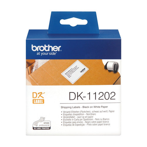 Brother DK-11202 62mm x 100mm Black on White Shipping Label Roll