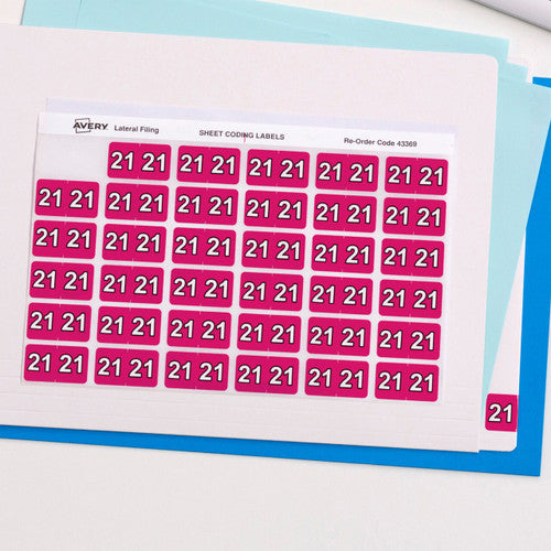 Avery 21 Side Tab Year 2021 Code Label 25 x 38mm Magenta 180 Pack