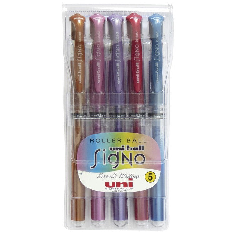 Uni-Ball Signo Broad Gel Ink Pens 1.0mm Metallic Assorted Pack of 5