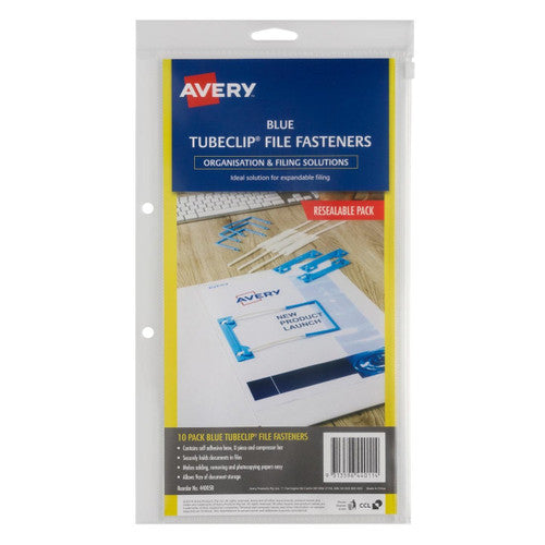Avery Blue Tubeclip File Fastener 3 Piece Set 10 Pack