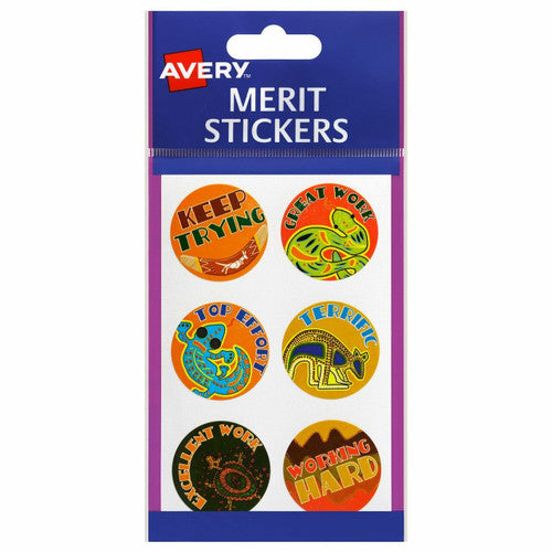 Avery Merit Stickers Aussie Art 30mm Diameter 96 Pack
