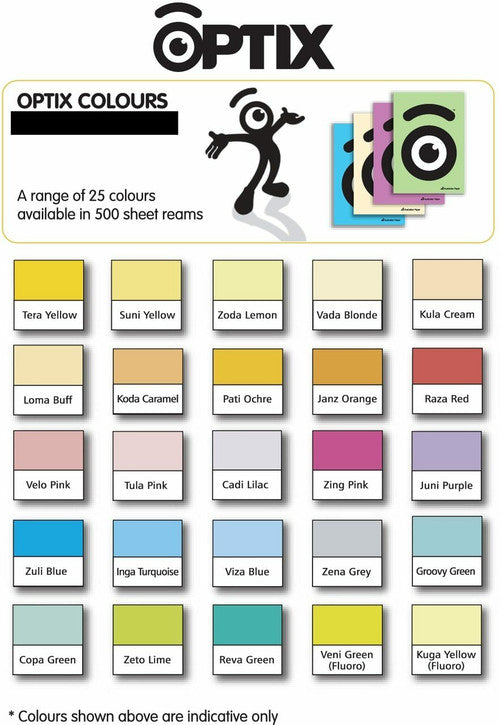 Optix Paper A4 80gsm Brights Assorted Pack of 200