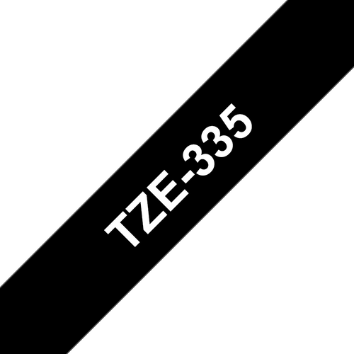 Brother TZe-335 Laminated Label Tape 12mm White on Black