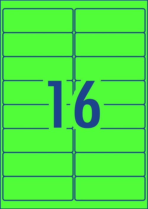 Avery Fluoro Green High Visibility Shipping Labels L7162FG 99.1 x 34mm 16UP 400 Pack