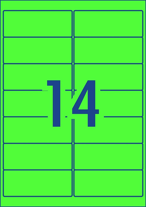 Avery Fluoro Green High Visibility Shipping Labels L7163FG 99.1 x 38.1mm 14UP 350 Pack