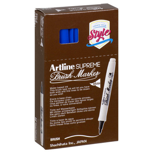 Artline Supreme Brush Marker Blue Box of 12
