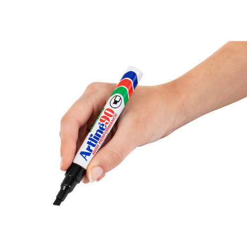 Artline 90 Permanent Marker 5mm Chisel Nib Black Box of 12