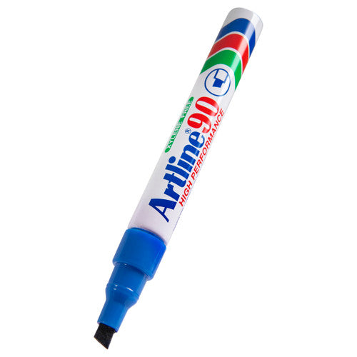 Artline 90 Permanent Marker 5mm Chisel Nib Blue Box of 12