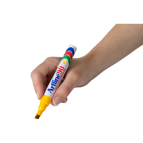 Artline 90 Permanent Marker 5mm Chisel Nib Yellow Box of 12