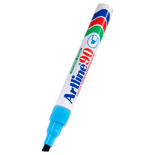 Artline 90 Permanent Marker 5mm Chisel Nib Light Blue Box of 12