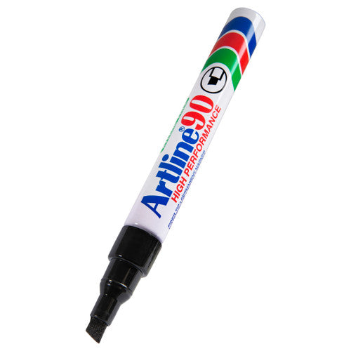 Artline 90 Permanent Marker 5mm Chisel Nib Black 2 Pack
