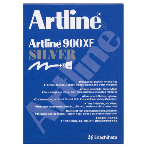 Artline 900 Metallic Permanent Marker 2.3mm Bullet Nib Silver Box of 12