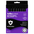 Artline Supreme Retractable Antibacterial Ballpoint Pen 1.0mm Core Black Pack 10