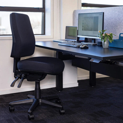 Buro Roma 3 Lever High Back With Seat Slide With Arms Black