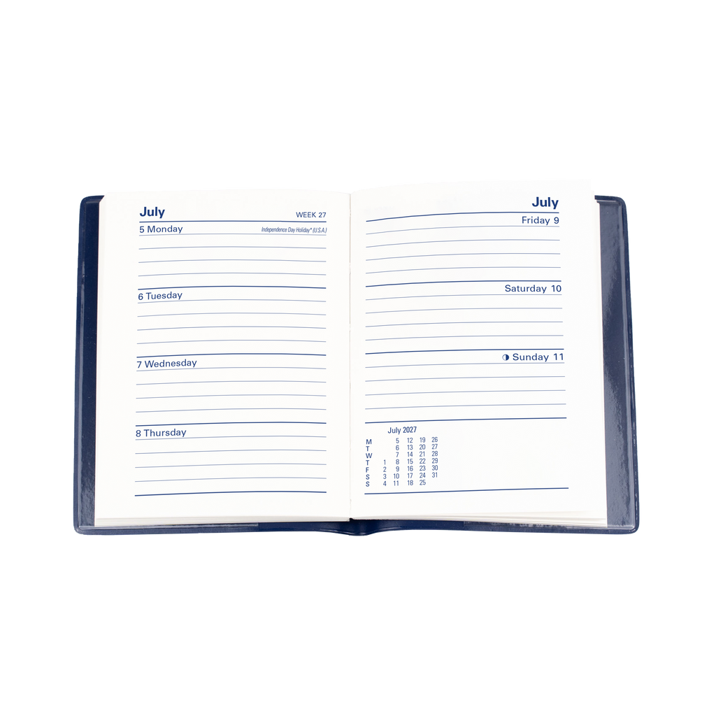 Collins Belmont Diary 2027 A7 Pocket Week to View with Pencil Navy