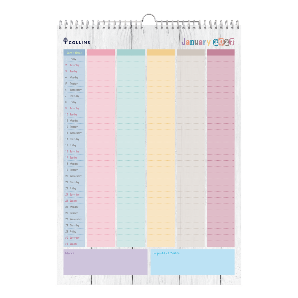 Collins Brighton 2027 A3 Wall Calendar Month to View