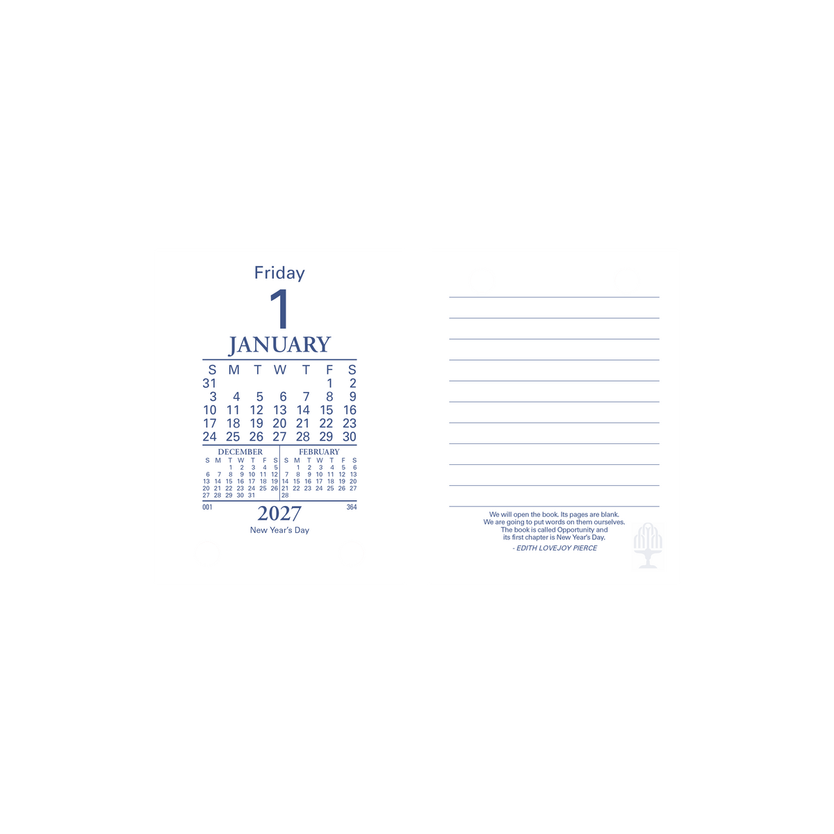 Collins 2027 Desk Calendar Refill 76 x 102mm Day to Page (Top Punch)
