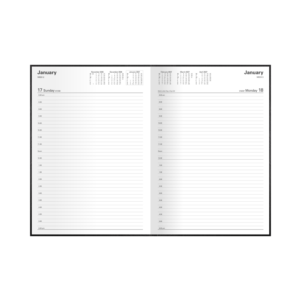 Collins Kyoto 2027 A4 Day to Page Diary Black