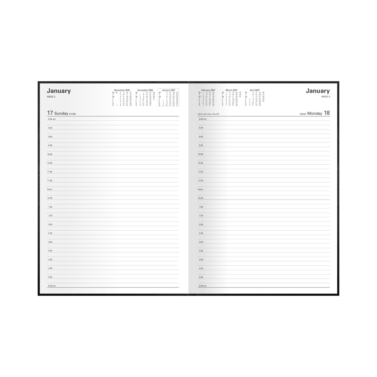 Collins Kyoto 2027 A4 Day to Page Diary Black