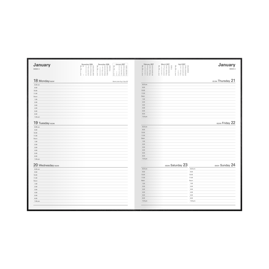 Collins Kyoto 2027 A4 Week to View Diary Black