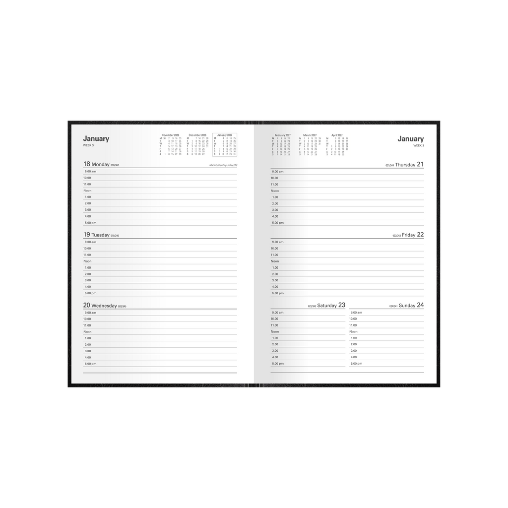 Collins Kyoto 2027 A5 Week to View Diary Black