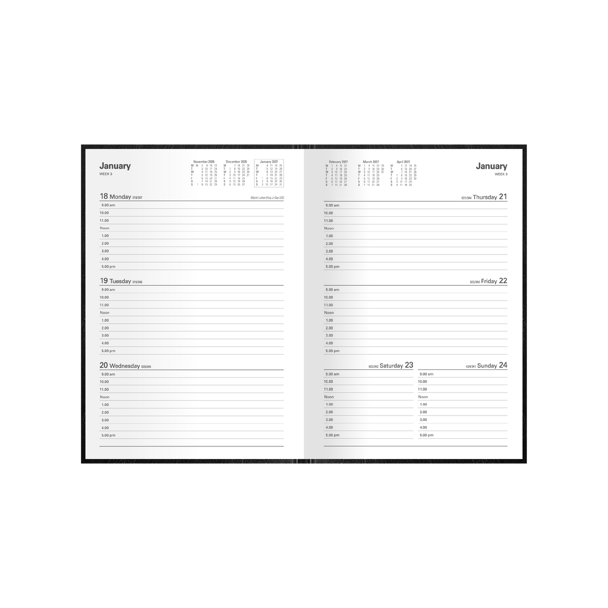 Collins Kyoto 2027 A5 Week to View Diary Black