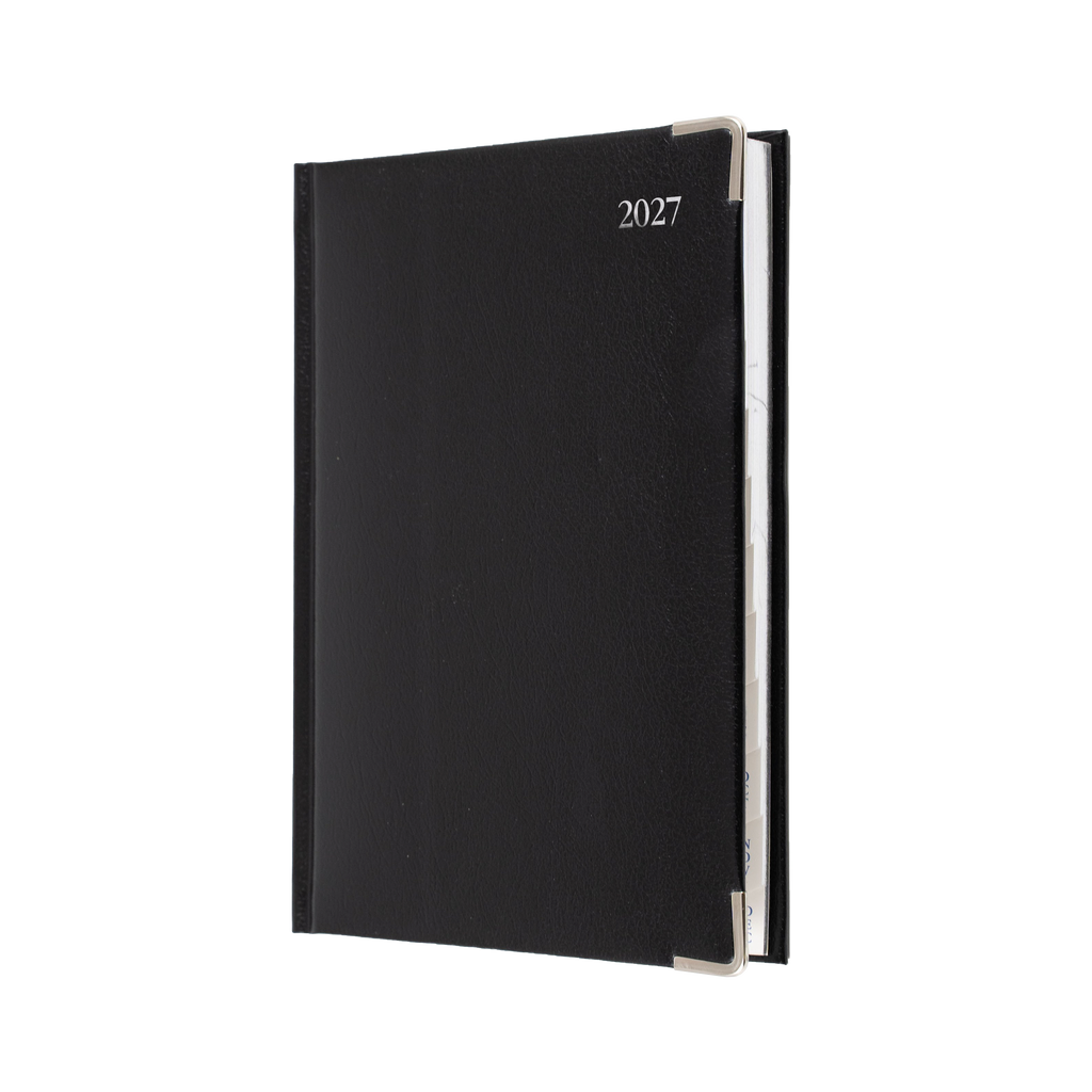 Collins Management 2027 A5 Bonded Leather Day to Page Black