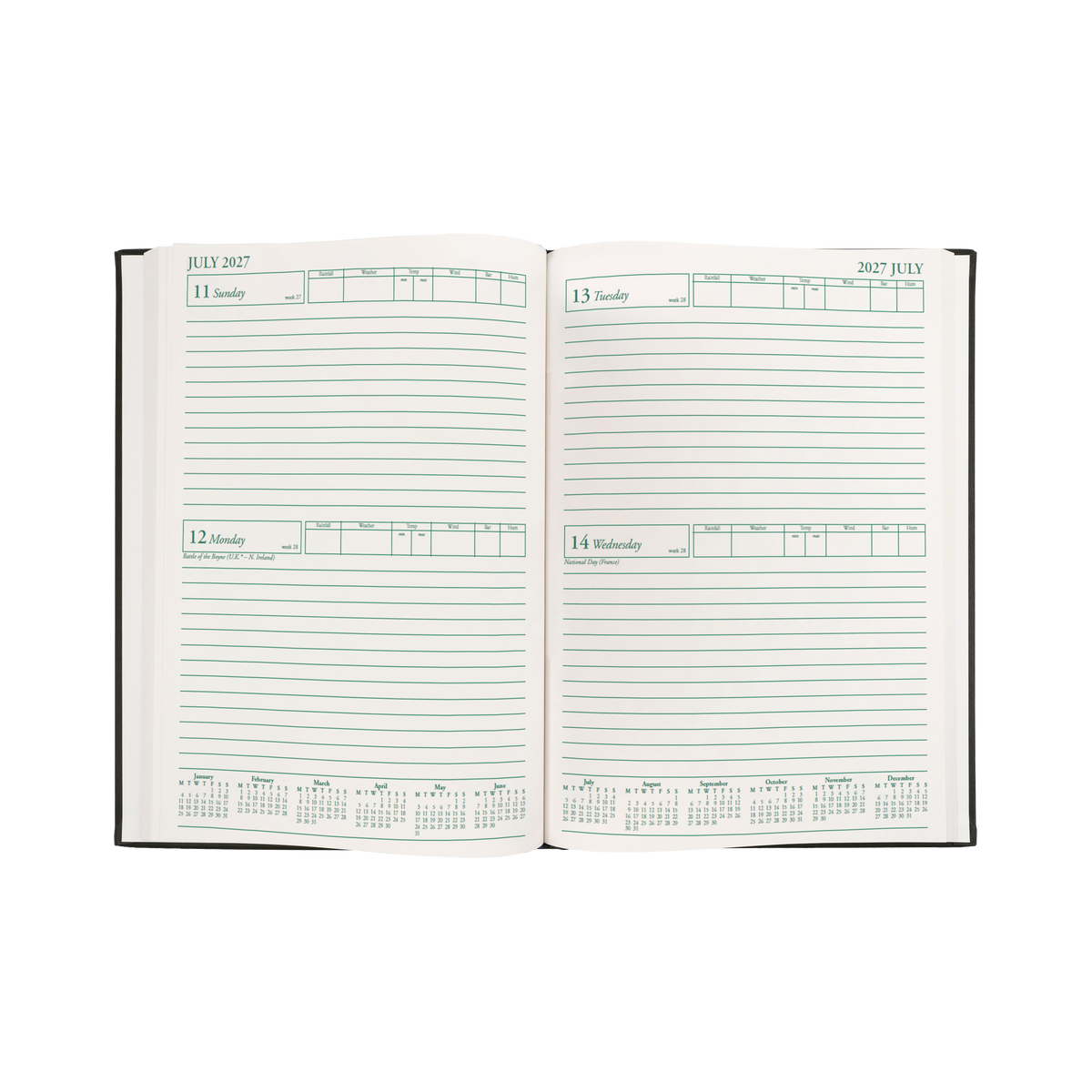 Collins Rural Management 2027 A4 2 Days to a Page Green