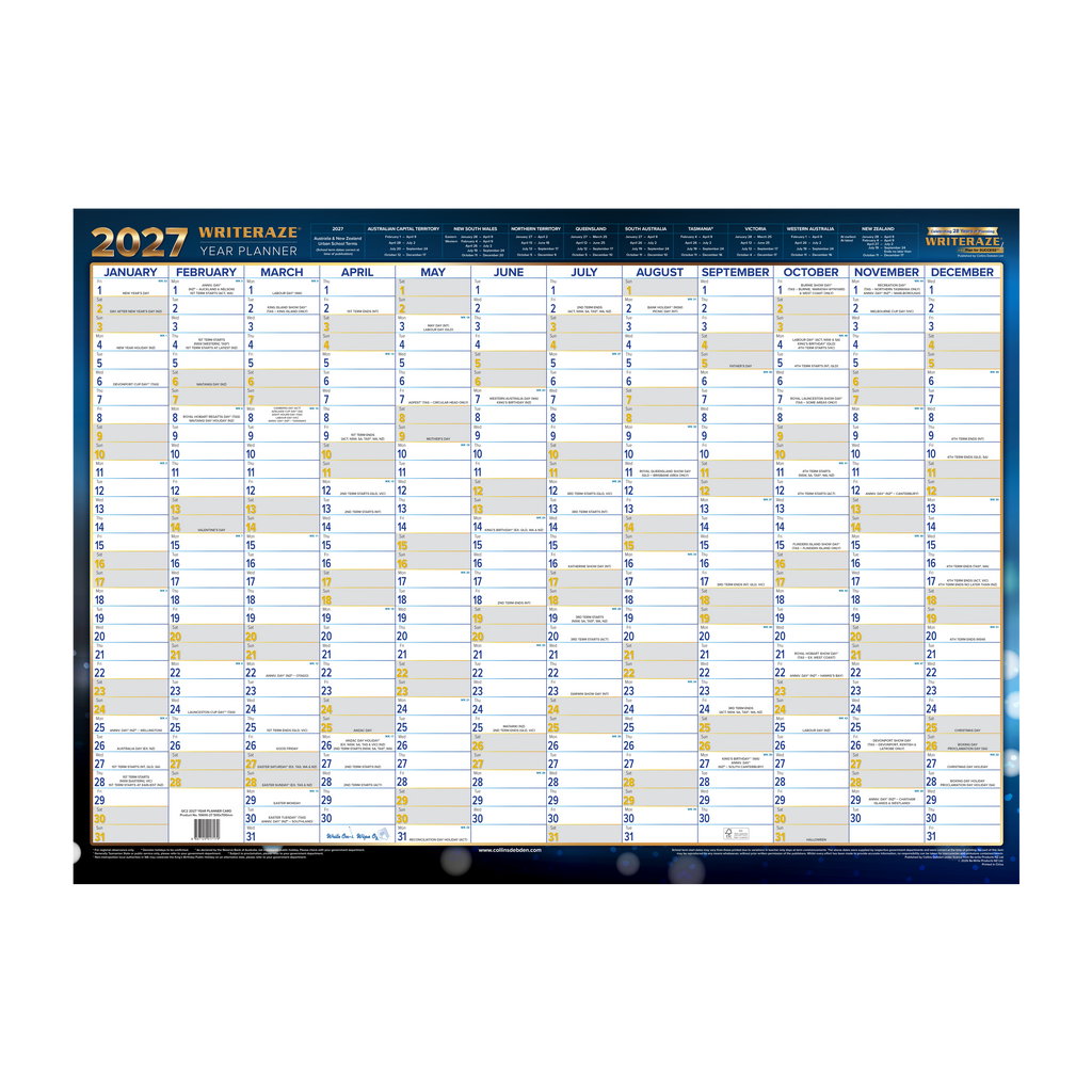 Collins Writeraze 2027 500x700mm Laminated Planner