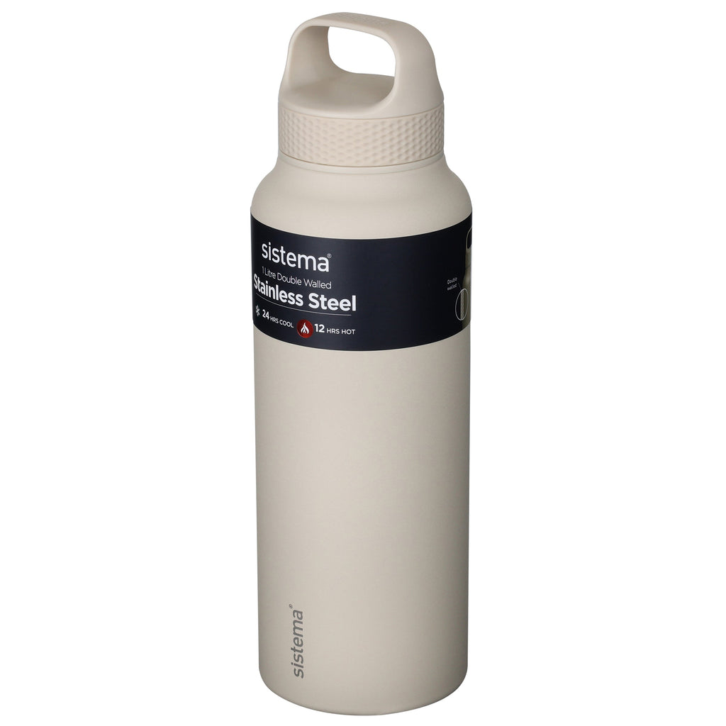 Sistema Stainless Steel Insulated Drink Bottle with Carry Handle 1L Assorted