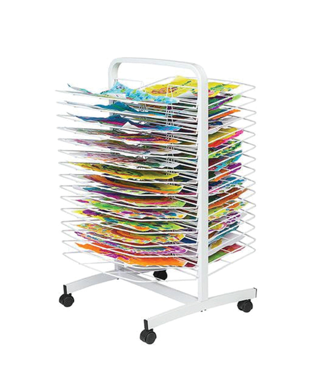 Art Drying Rack Steel 30 Shelves 54 x 35cm A3 Two Sided Lockable Castors
