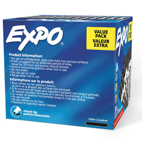 Expo Low Odour Dry Erase Whiteboard Markers Chisel Tip Black Box 36