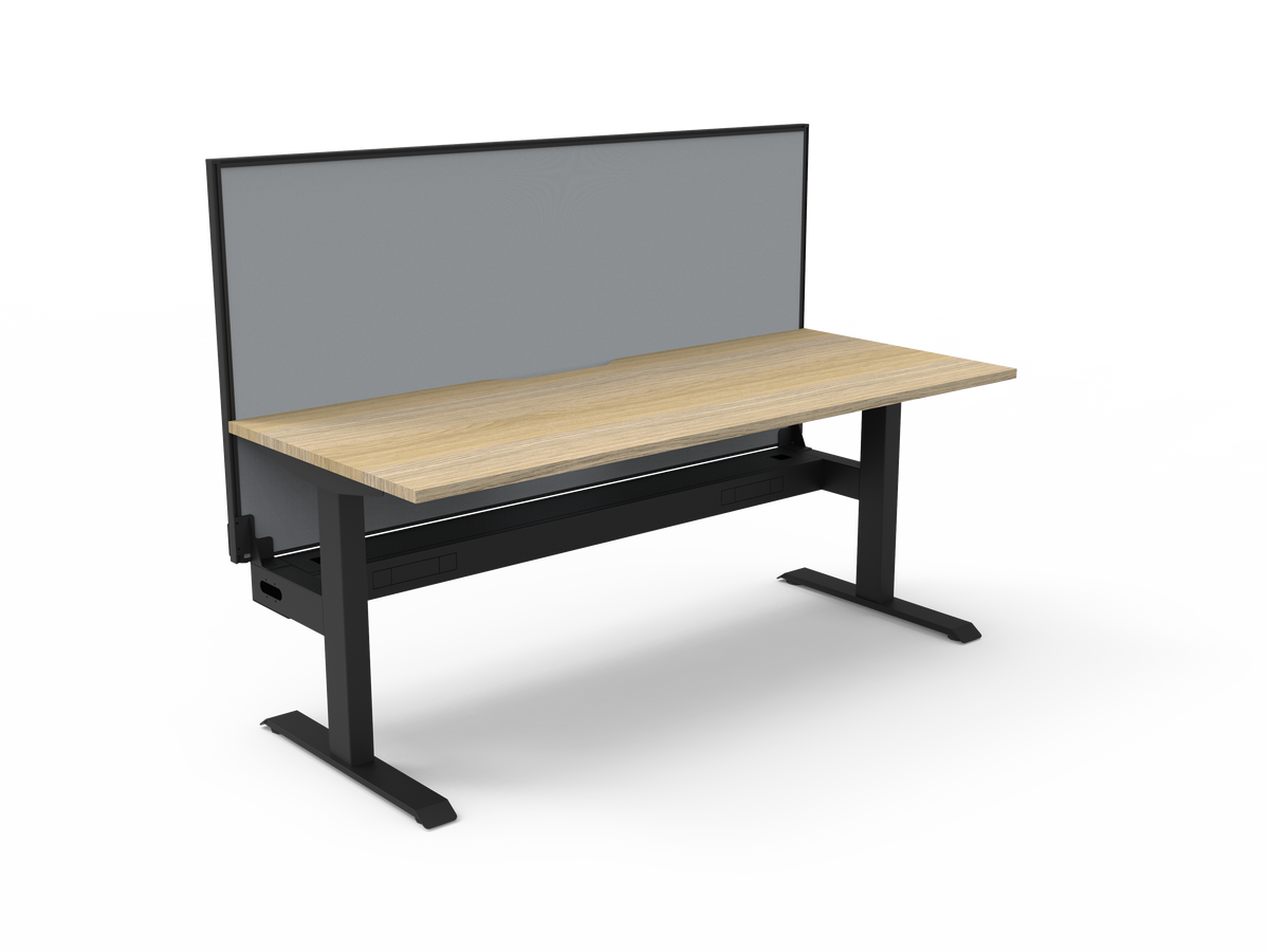 Rapidline Boost Static Single Sided Workstation 1800 x 750mm with Screen and Cable Tray Natural Oak / Black Satin