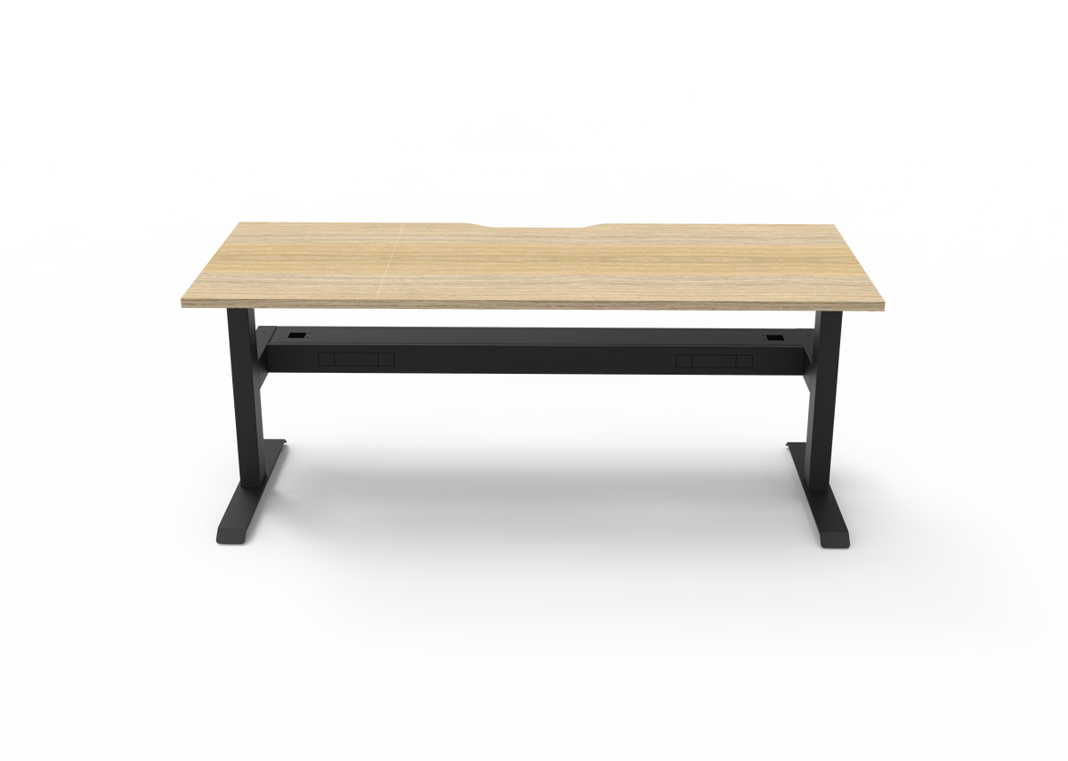 Rapidline Boost Static Single Sided Workstation 1800 x 750mm with Cable Tray Natural Oak / Black Satin