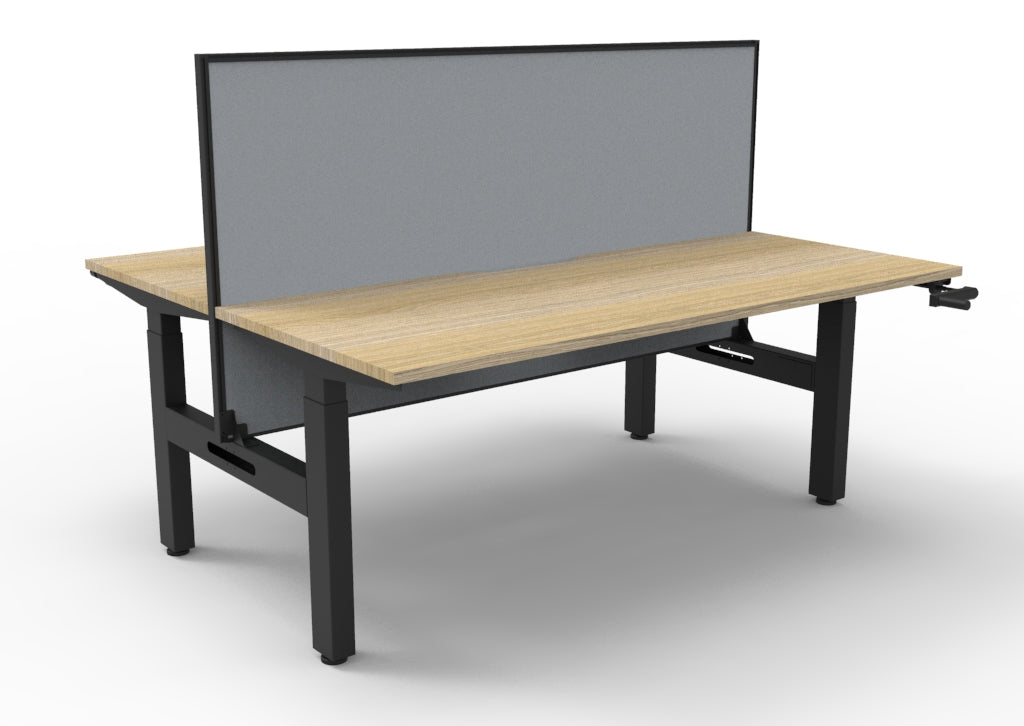 Rapidline Boost Crank Back to Back Workstation 1800 x 750mm with Screen Natural Oak / Black Satin