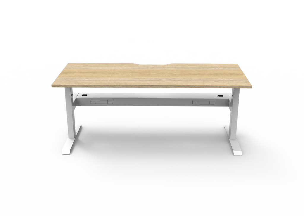 Rapidline Boost Static Single Sided Workstation 1800 x 750mm with Cable Tray Natural Oak / White Satin
