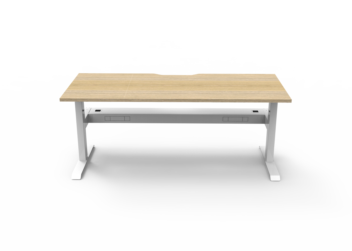 Rapidline Boost Static Single Sided Workstation 1800 x 750mm with Cable Tray Natural Oak / White Satin