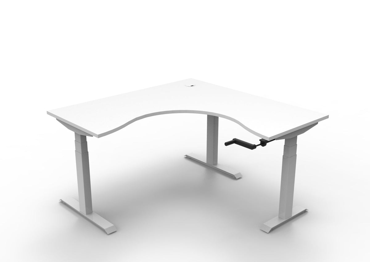 Rapidline Boost Crank Corner Workstation 1500 x 1500 x 750mm Natural White / White Satin