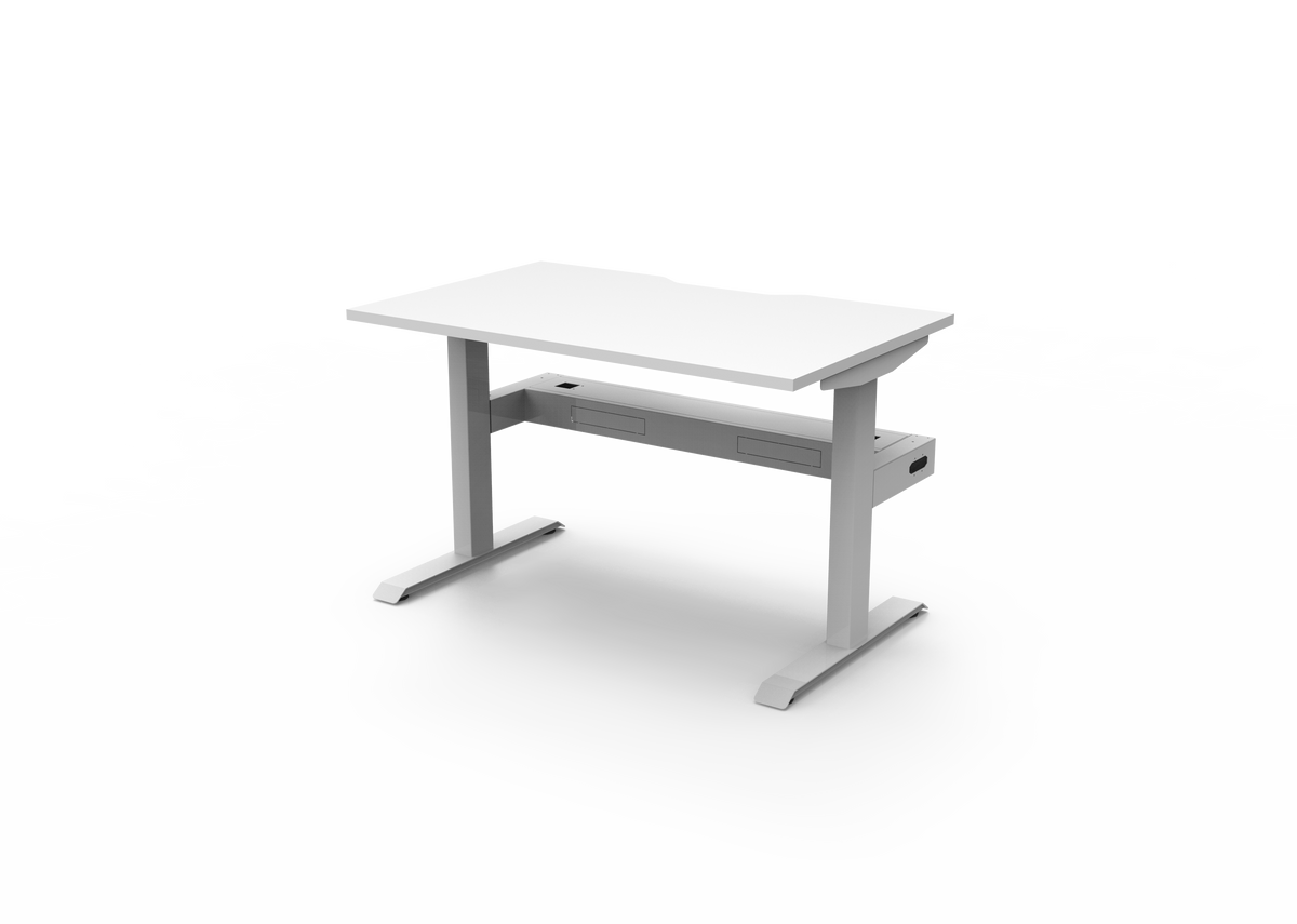 Rapidline Boost Static Single Sided Workstation 1200 x 750mm with Cable Tray Natural White / White Satin
