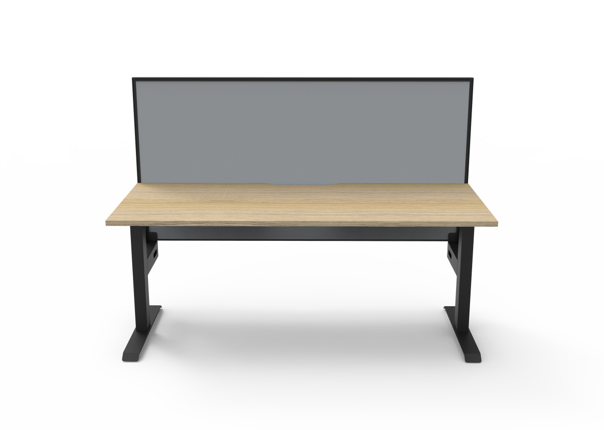 Rapidline Boost Static Single Sided Workstation 1800 x 750mm with Screen Natural Oak / Black Satin