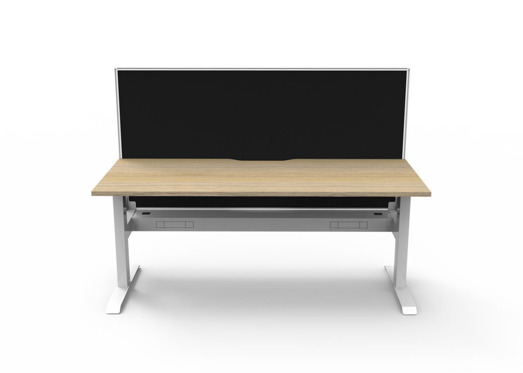 Rapidline Boost Static Single Sided Workstation 1200 x 750mm with Screen and Cable Tray Natural Oak / White Satin