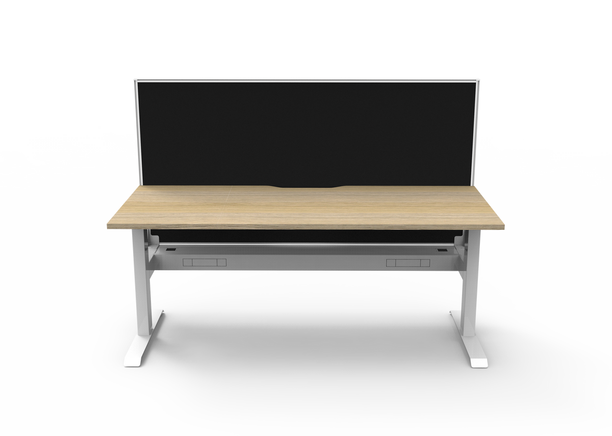 Rapidline Boost Static Single Sided Workstation 1200 x 750mm with Screen and Cable Tray Natural Oak / White Satin