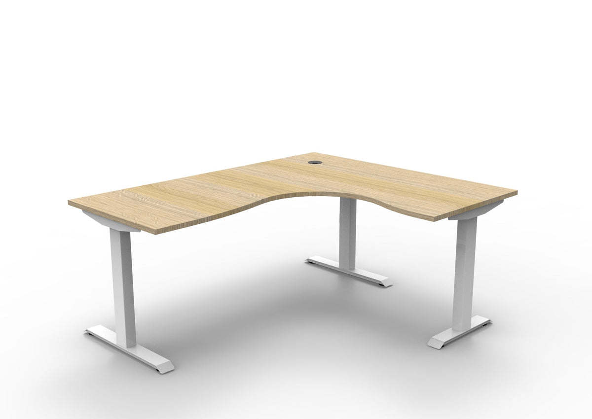 Rapidline Boost Static Corner Workstation 1800 x 1500 x 750mm Natural Oak / White Satin