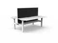 Rapidline Boost Static Back to Back Workstation 1500 x 750mm with Screen and Cable Tray Natural White / White Satin