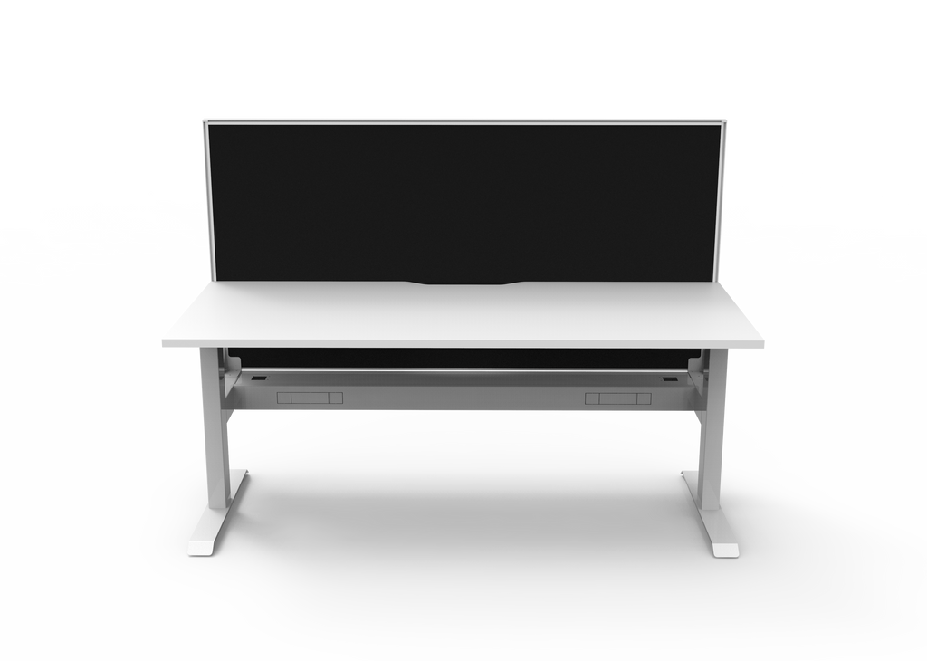 Rapidline Boost Static Single Sided Workstation 1800 x 750mm with Screen and Cable Tray Natural White / White Satin