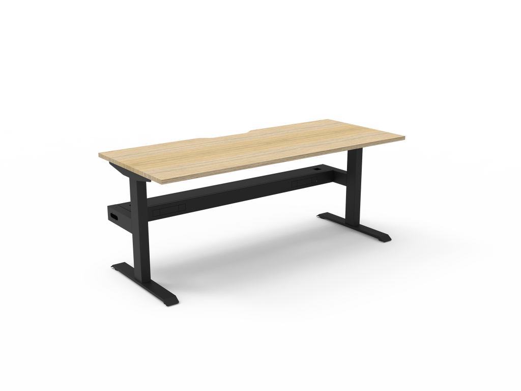 Rapidline Boost Static Single Sided Workstation 1500 x 750mm with Cable Tray Natural Oak / Black Satin